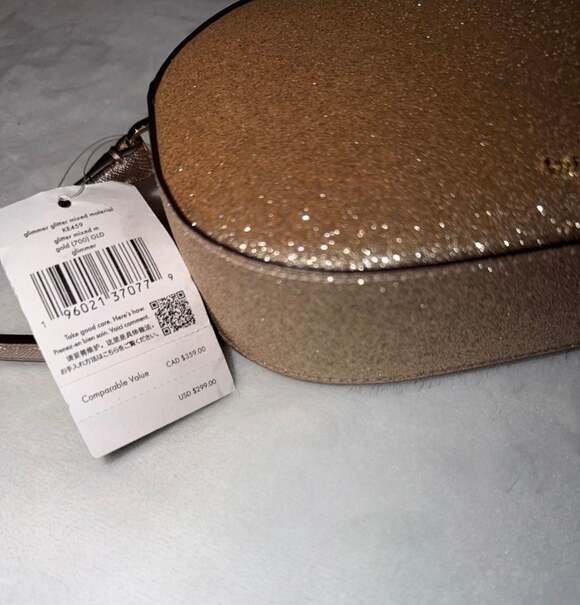 Kate Spade Glimmer Glitter Oval Camera Crossbody Bag in Gold - Picture 2 of 6